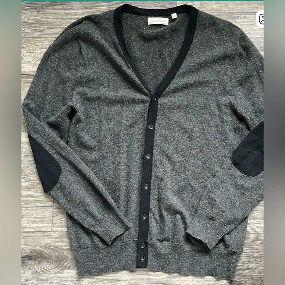 Old Rye | Lambswool Knit Men's Academia Grandpa Button Cardigan Size Large